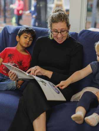 Two lovely kids learning