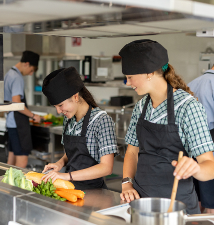 Students cooking together