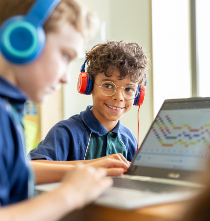 Children working on computers