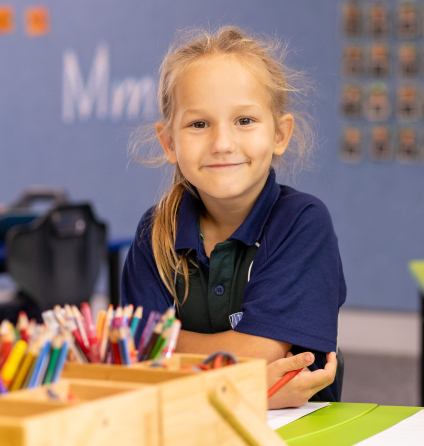 Girl sitting at desk